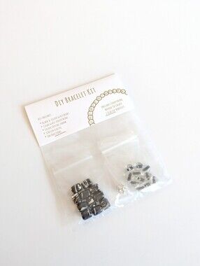 DIY Charm Beaded Bracelet Jewelry Making Kit - Black & Silver